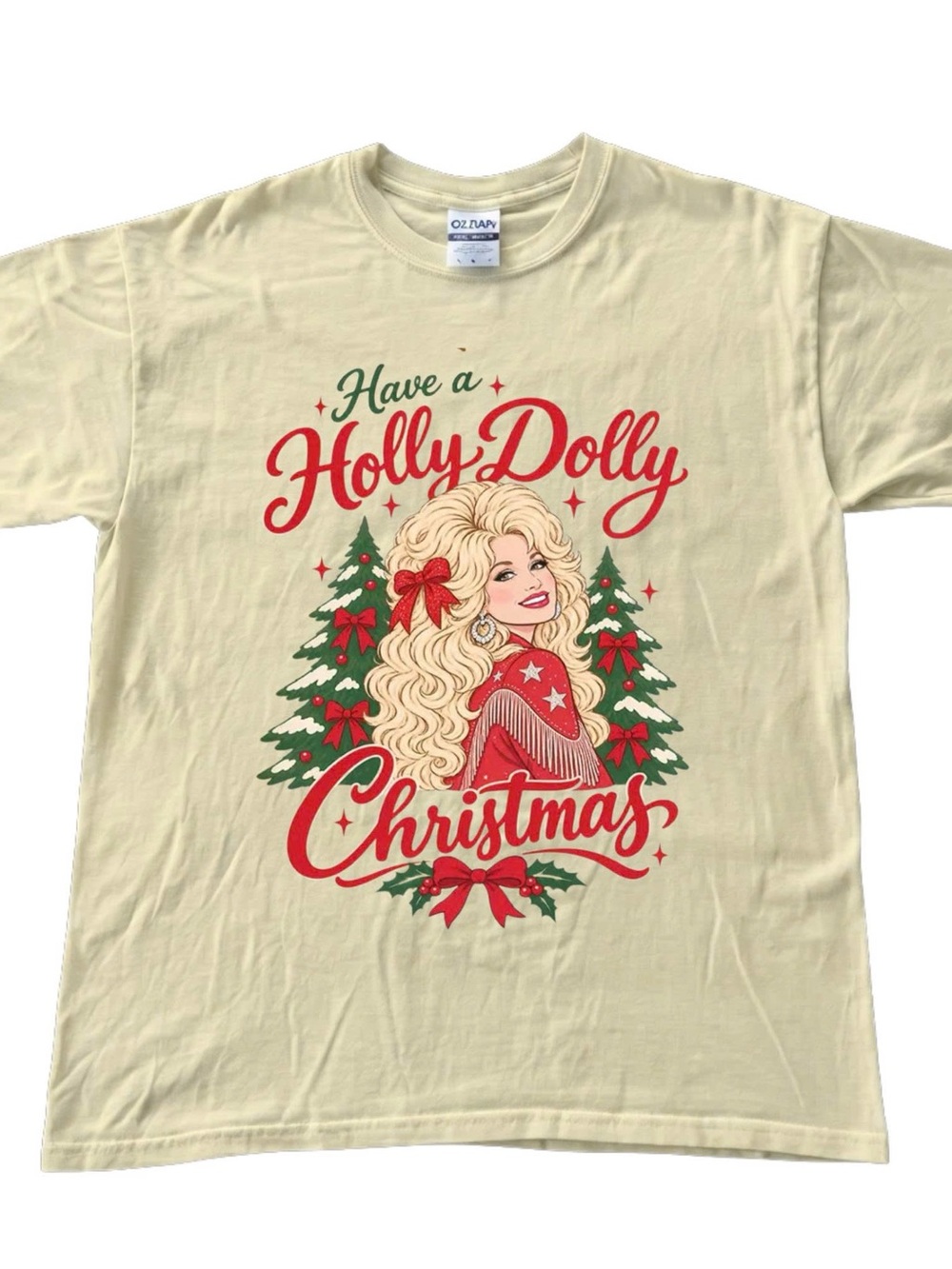Dolly Parton with'Have a Holly Dolly Christmas' Graphic Tee